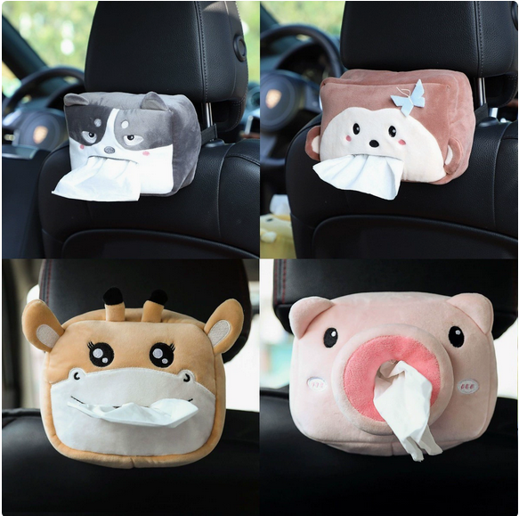 车载纸巾盒车用挂式汽车内扶手箱遮阳板卫生抽纸盒卡通可爱纸巾套