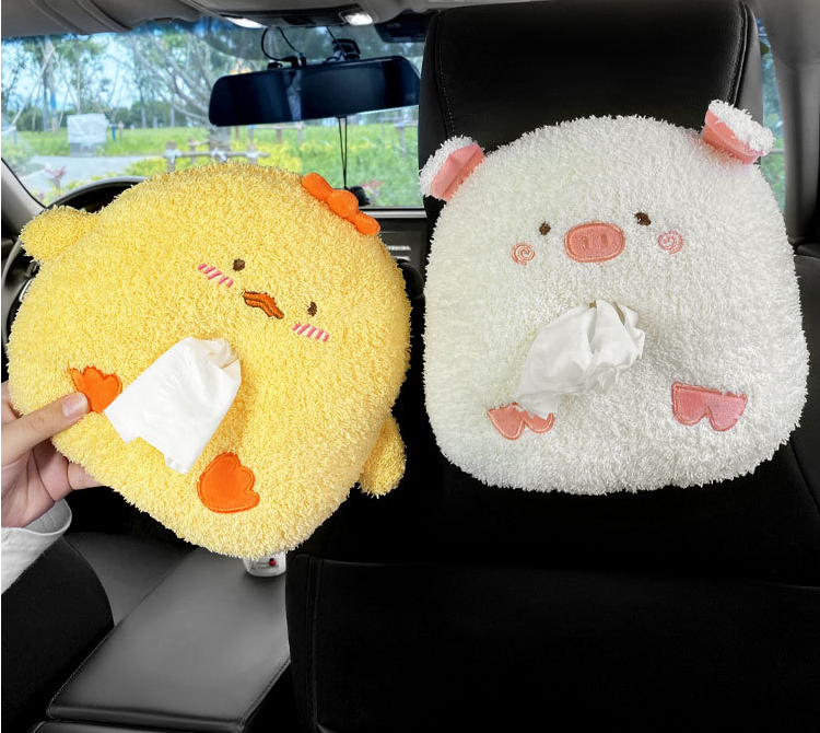 车载纸巾盒抽车用挂式汽车内扶手箱遮阳板小鸡抽纸盒卡通可爱创意